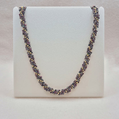 Halskette Spiral in Lila/Gold