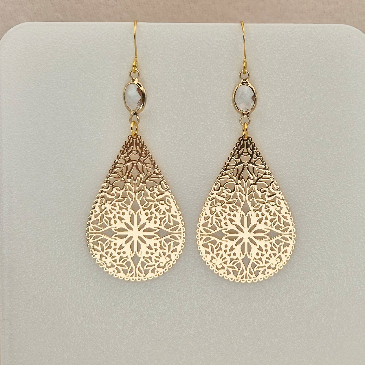 Tropfen Mandala Gold mit Stein