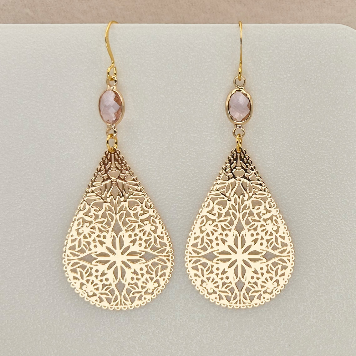 Tropfen Mandala Gold mit Stein