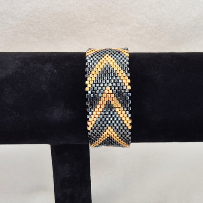Armband mit Miyuki Perlen Schwarz/Gold