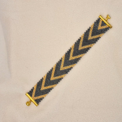 Armband mit Miyuki Perlen Schwarz/Gold