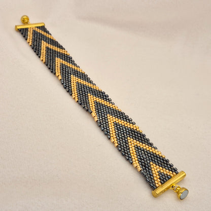 Armband mit Miyuki Perlen Schwarz/Gold
