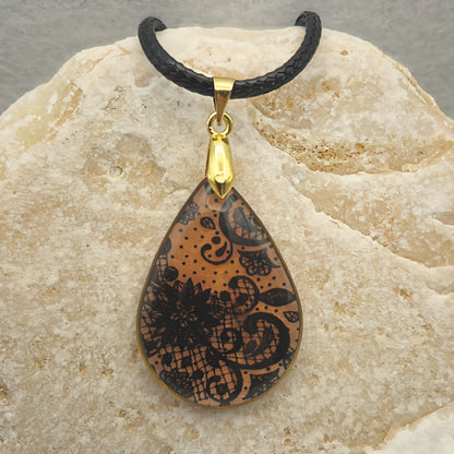 Halskette in Topfenform Orange Gold