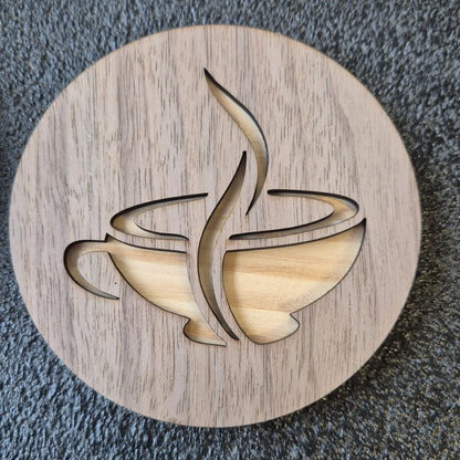 Eleganter Holz-Untersetzer "Coffee Silhouette" – Handgefertigtes Design