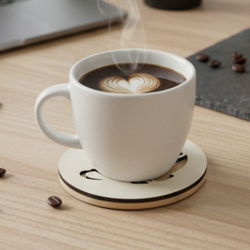 Eleganter Holz-Untersetzer "Coffee Silhouette" – Handgefertigtes Design